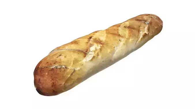French bread with garlic butter 3D model