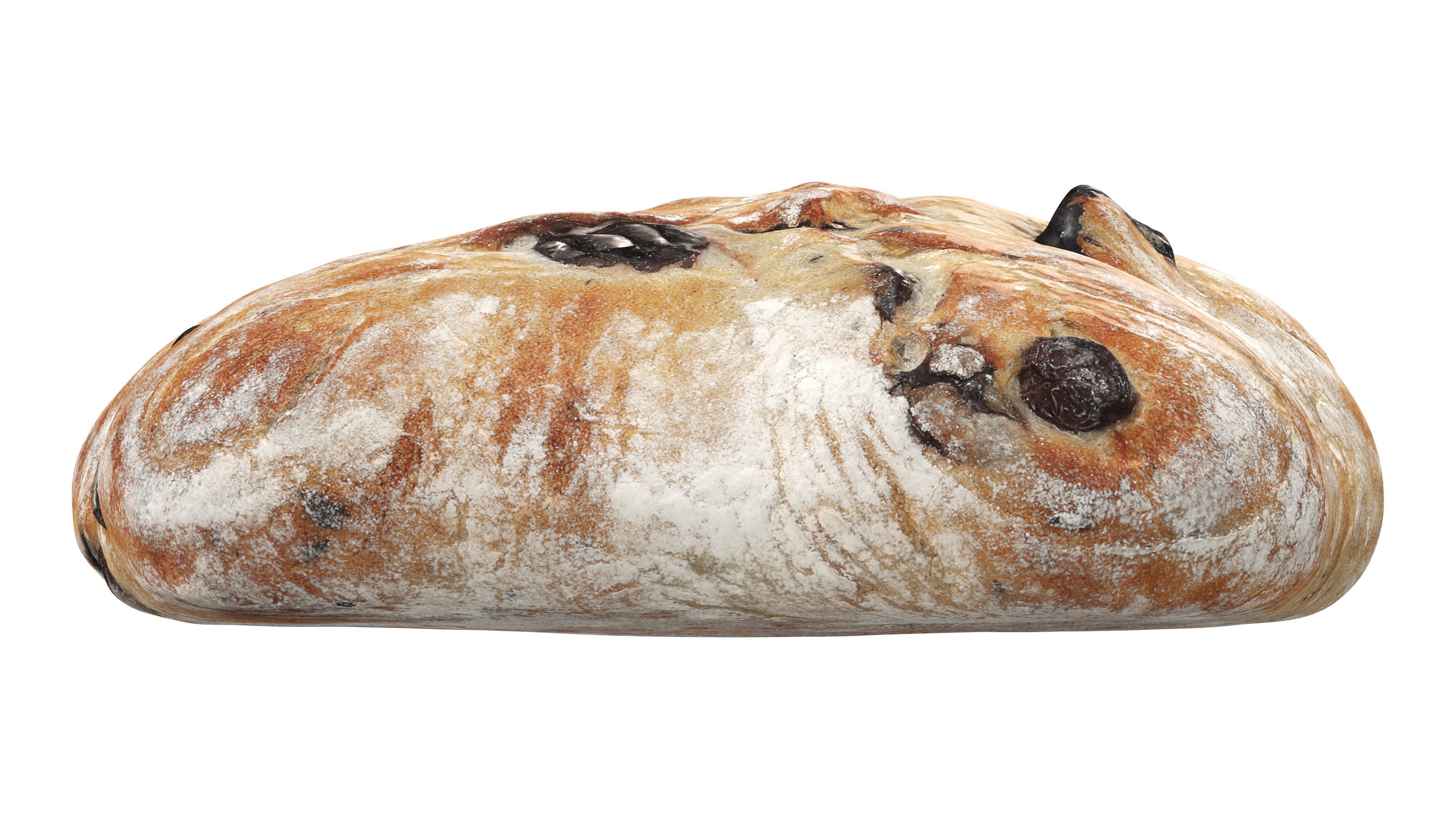 Large square wheat bread with olives 3D model_5
