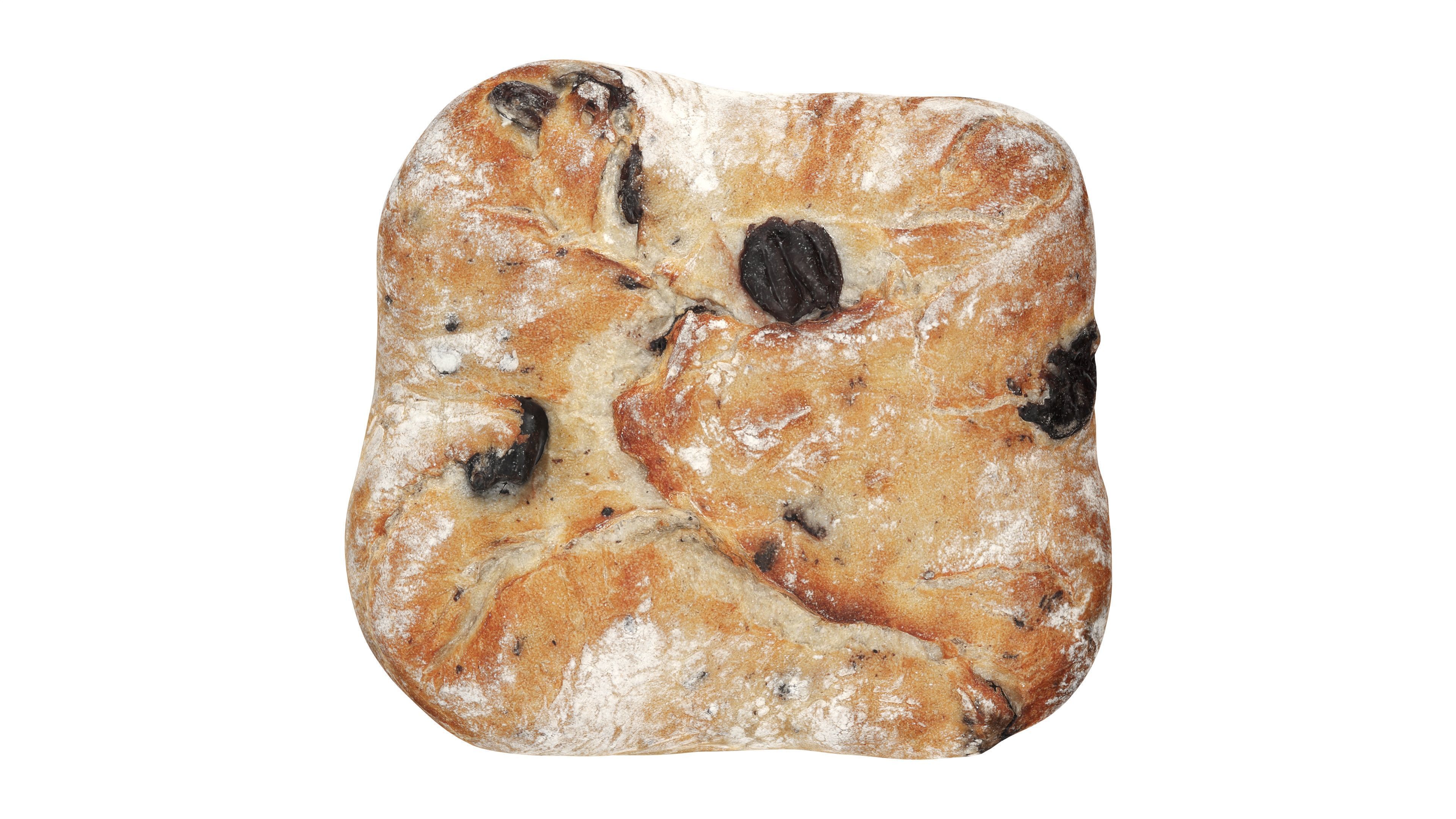 Large square wheat bread with olives 3D model_6