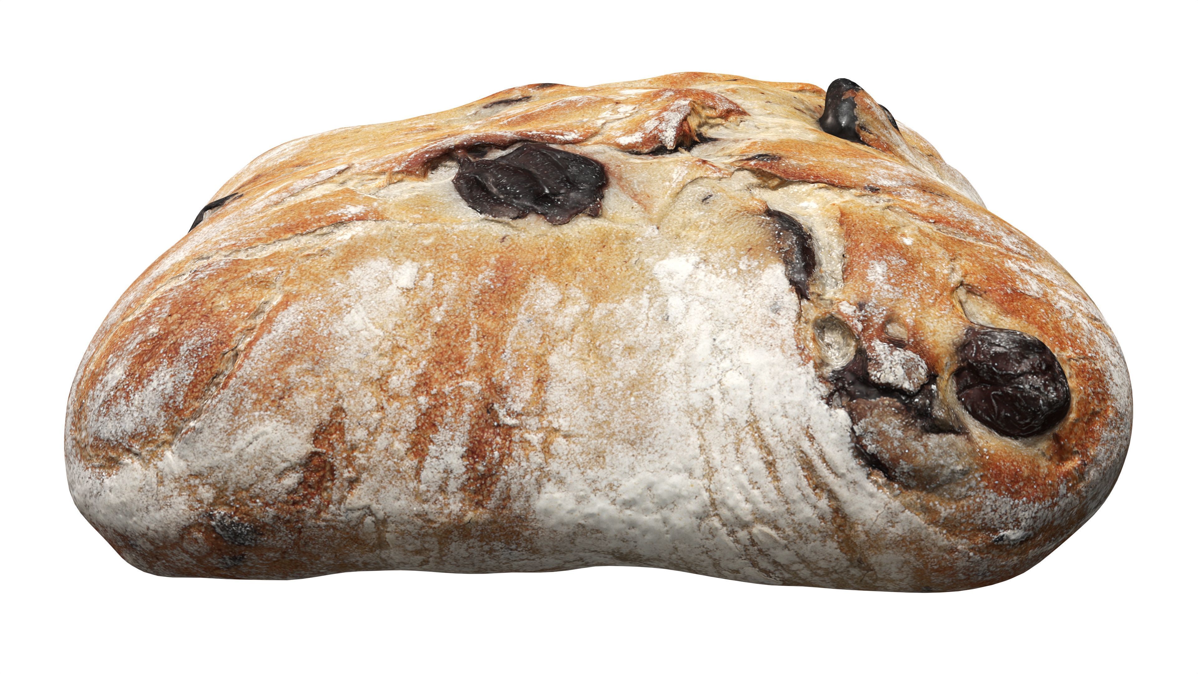 Large square wheat bread with olives 3D model_3