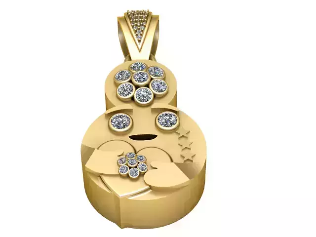 HEART DESIGN FACE EMOJI PENDANT 3D PRINTBALE MODEL 