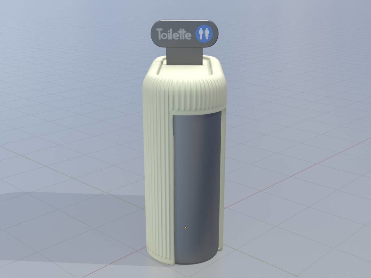 Public Toilet Modern Oval Low-poly 3D model_4