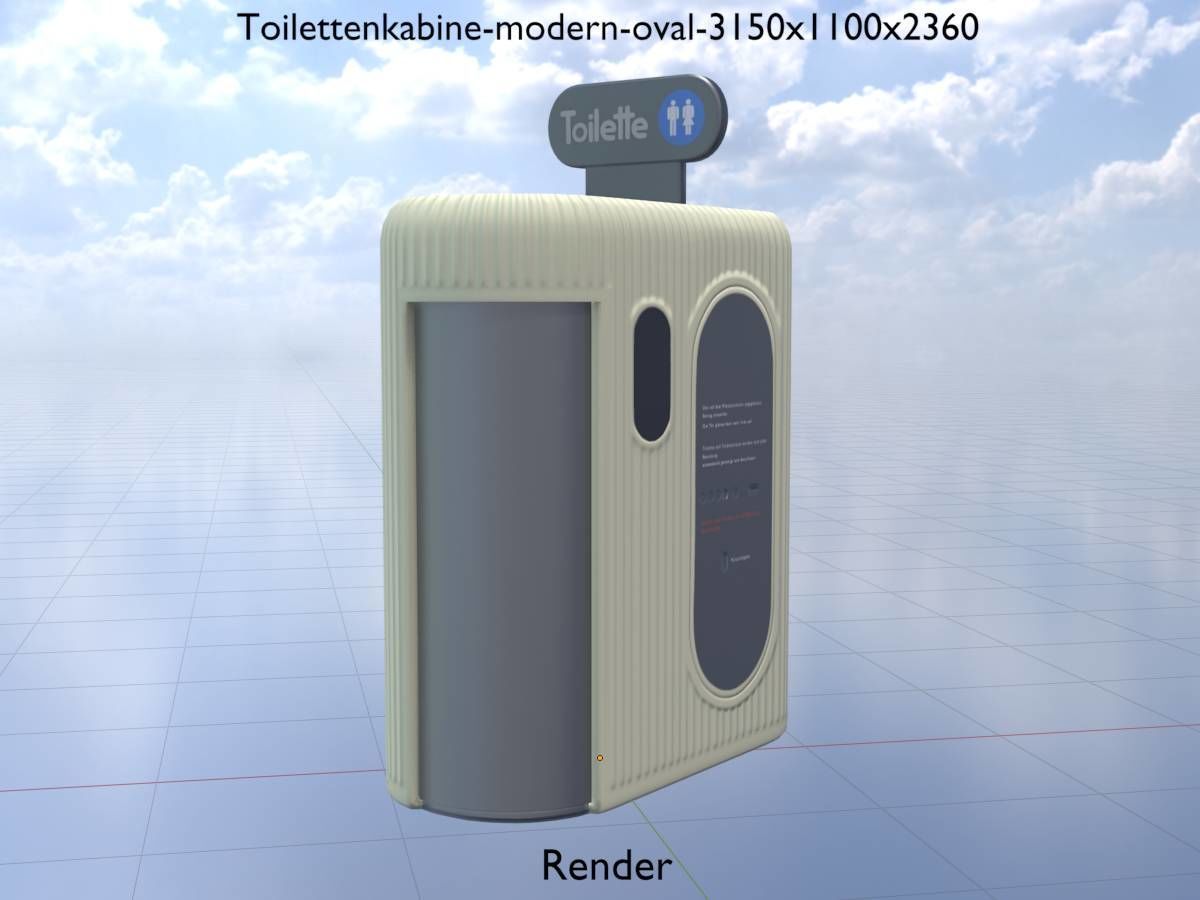 Public Toilet Modern Oval Low-poly 3D model_17