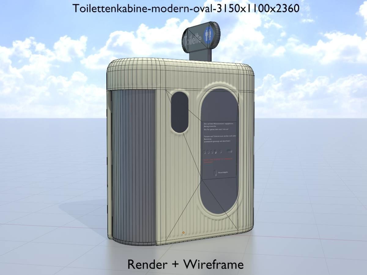 Public Toilet Modern Oval Low-poly 3D model_5