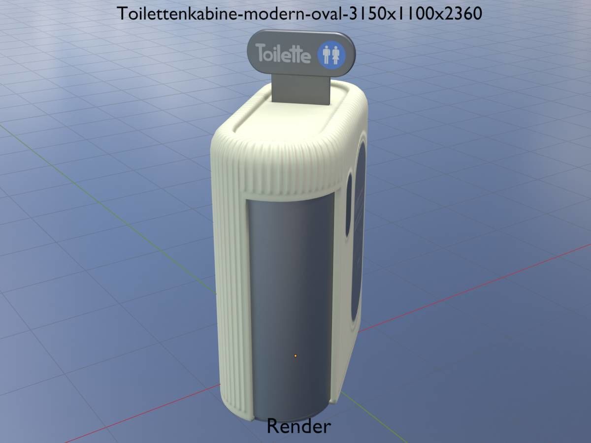 Public Toilet Modern Oval Low-poly 3D model_20