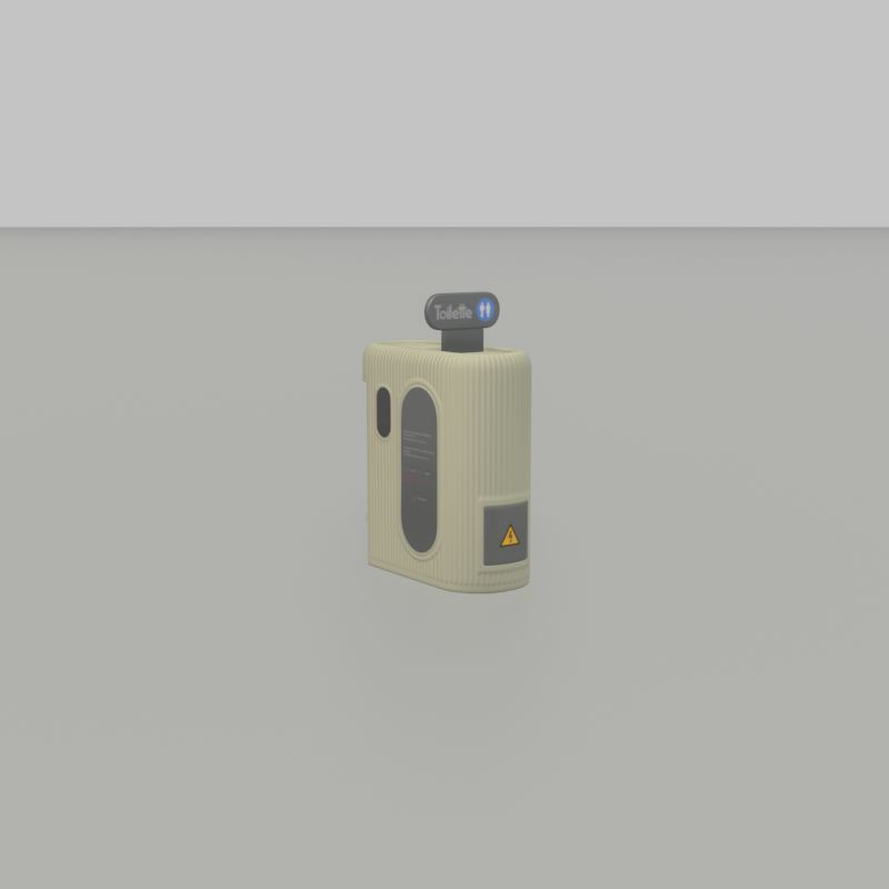 Public Toilet Modern Oval Low-poly 3D model_49