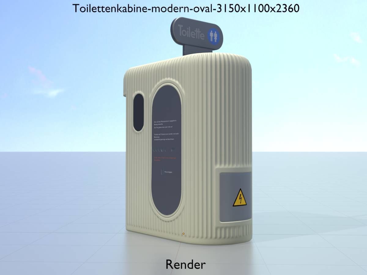 Public Toilet Modern Oval Low-poly 3D model_14