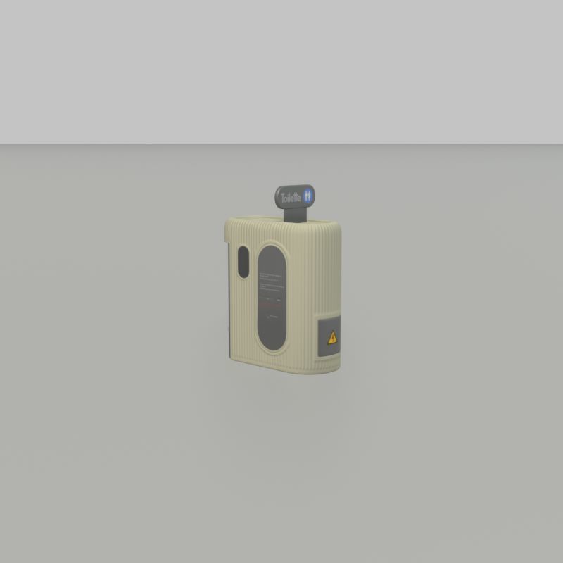 Public Toilet Modern Oval Low-poly 3D model_48