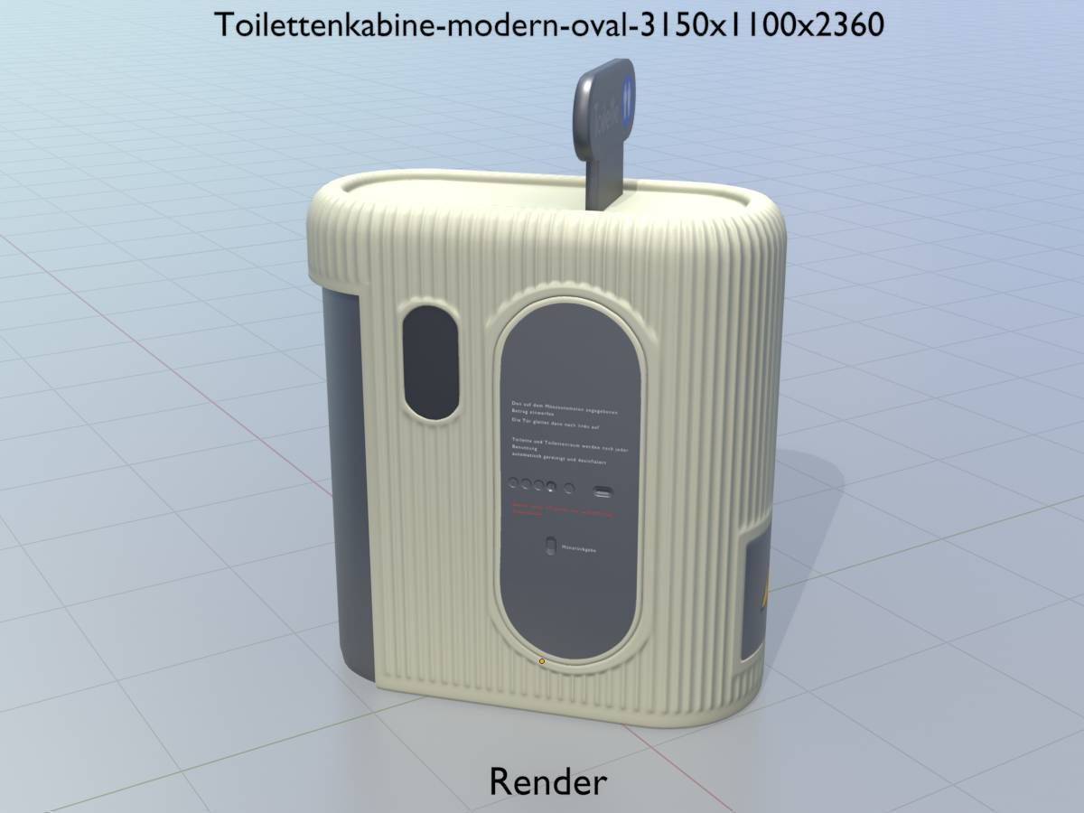 Public Toilet Modern Oval Low-poly 3D model_13