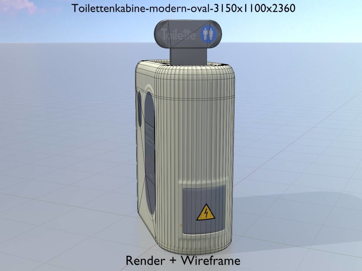 Public Toilet Modern Oval Low-poly 3D model_6