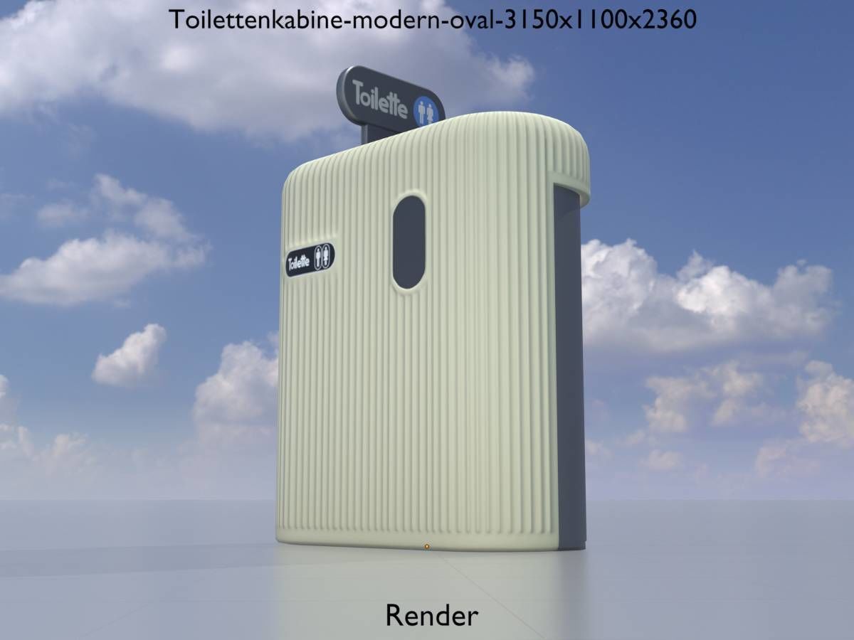 Public Toilet Modern Oval Low-poly 3D model_16