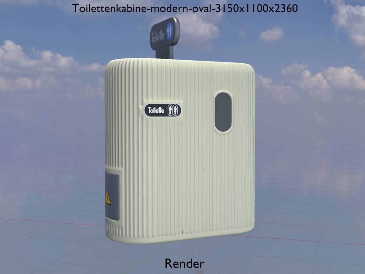 Public Toilet Modern Oval Low-poly 3D model_19
