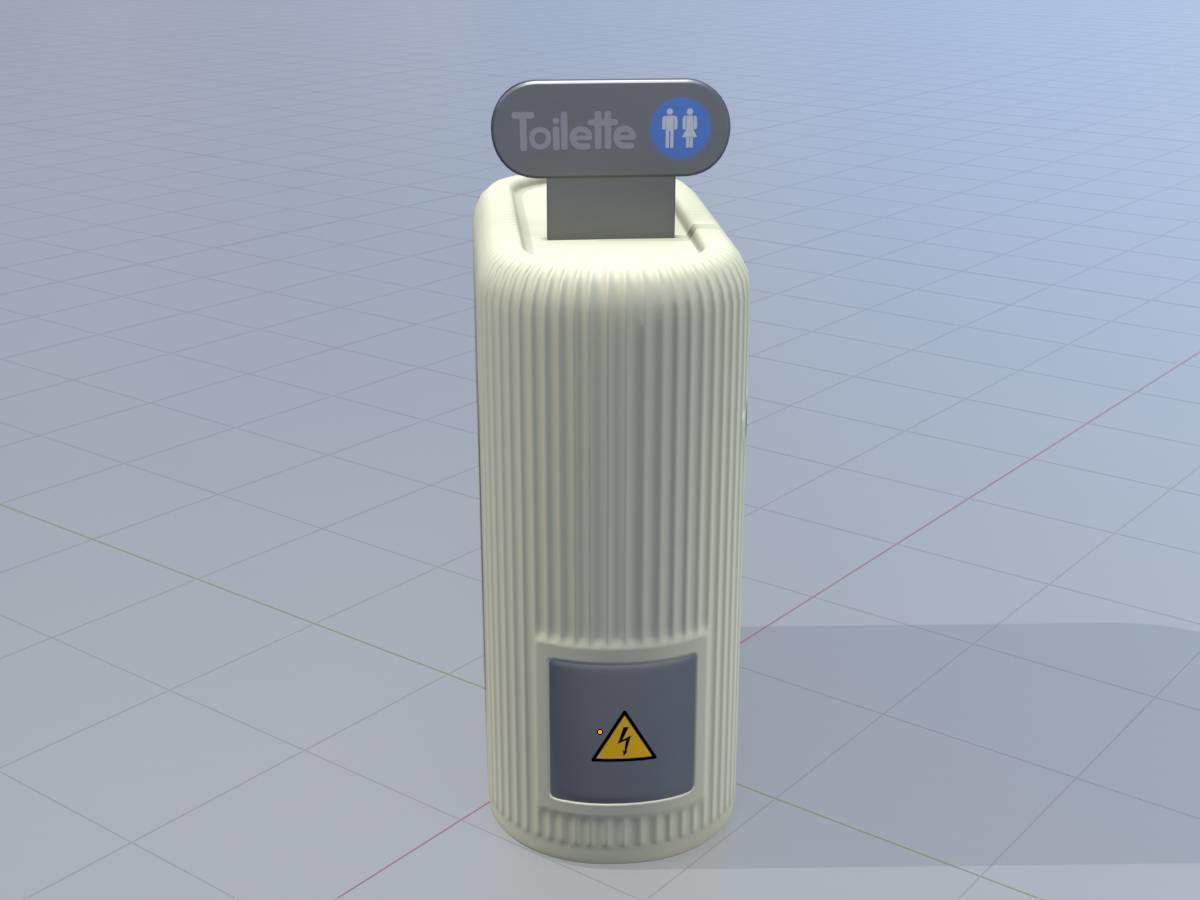 Public Toilet Modern Oval Low-poly 3D model_2