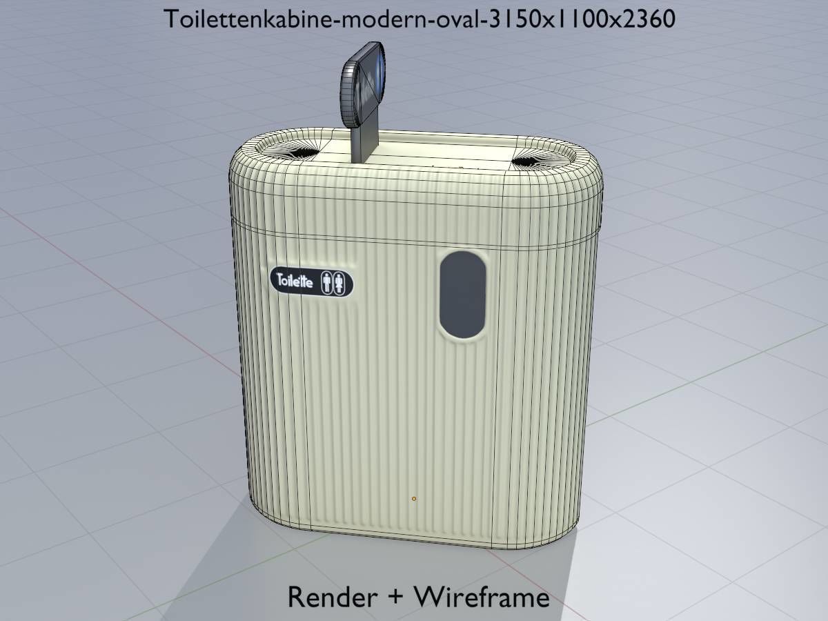 Public Toilet Modern Oval Low-poly 3D model_7