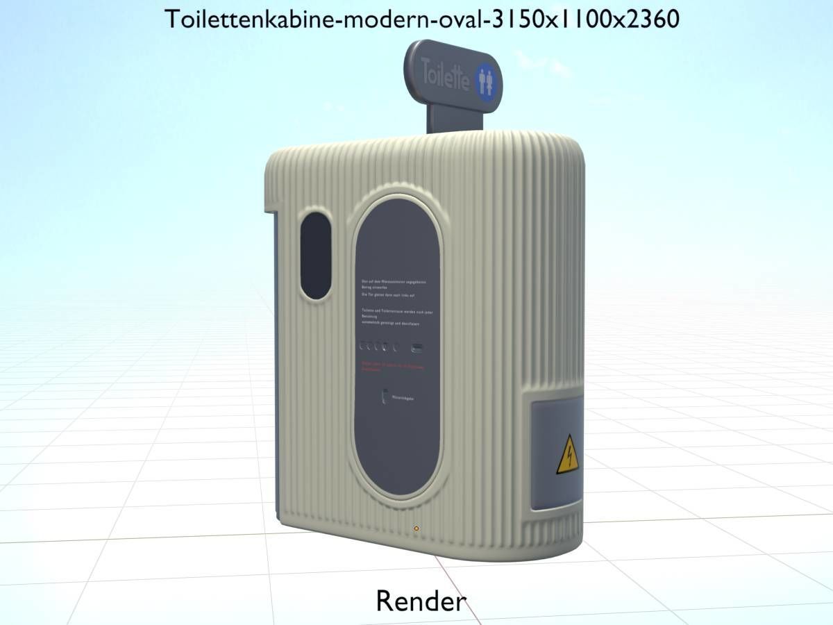 Public Toilet Modern Oval Low-poly 3D model_18
