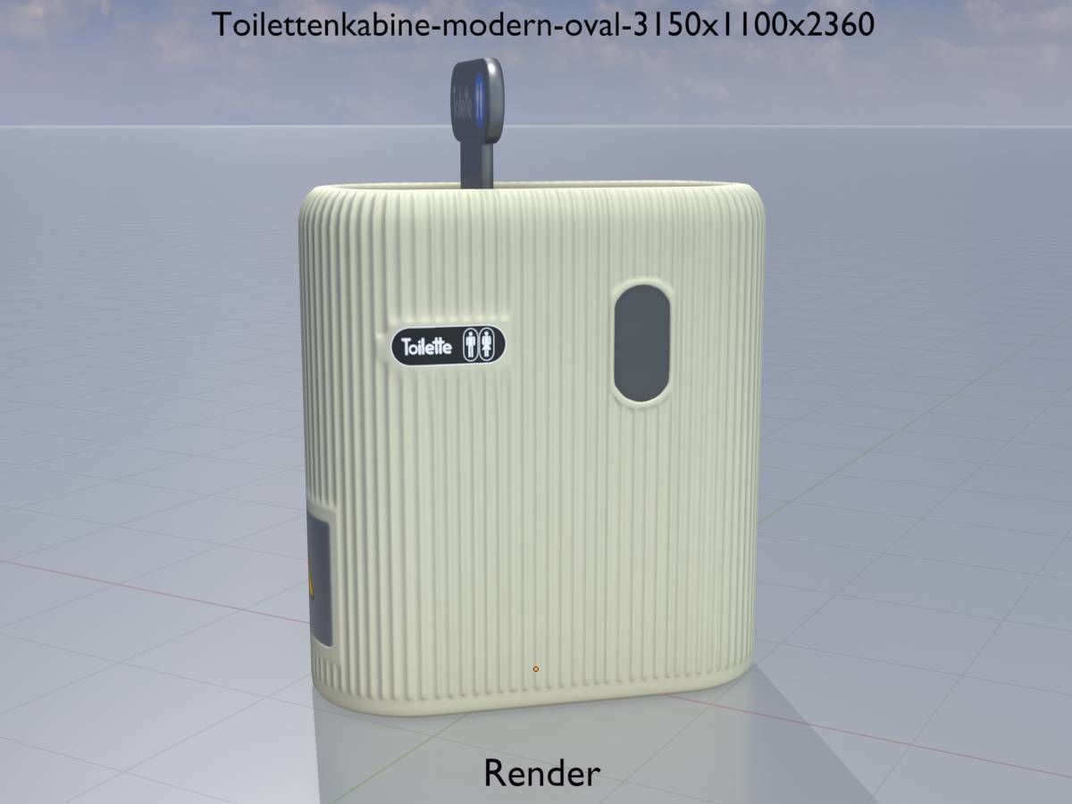 Public Toilet Modern Oval Low-poly 3D model_15
