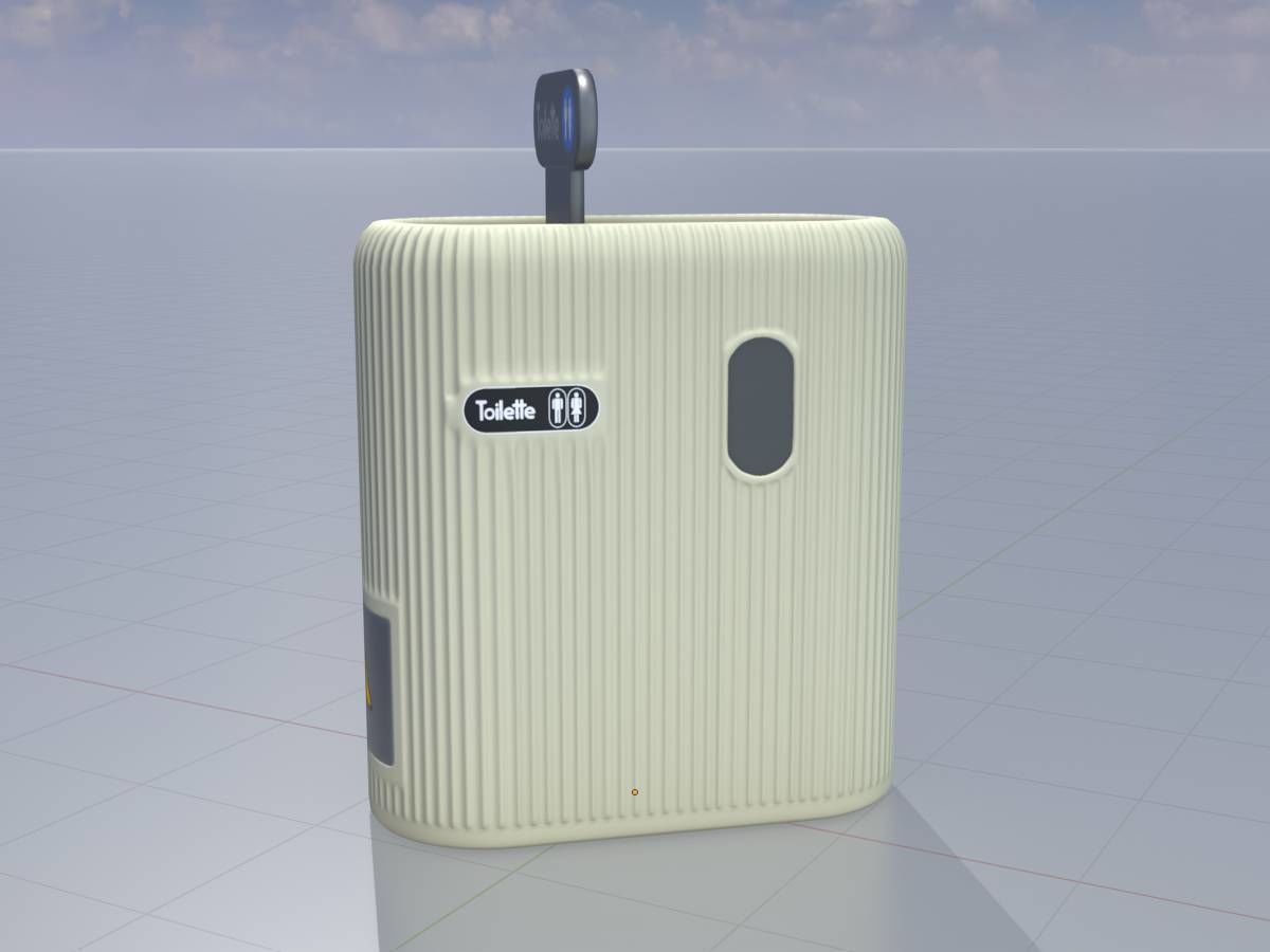 Public Toilet Modern Oval Low-poly 3D model_3