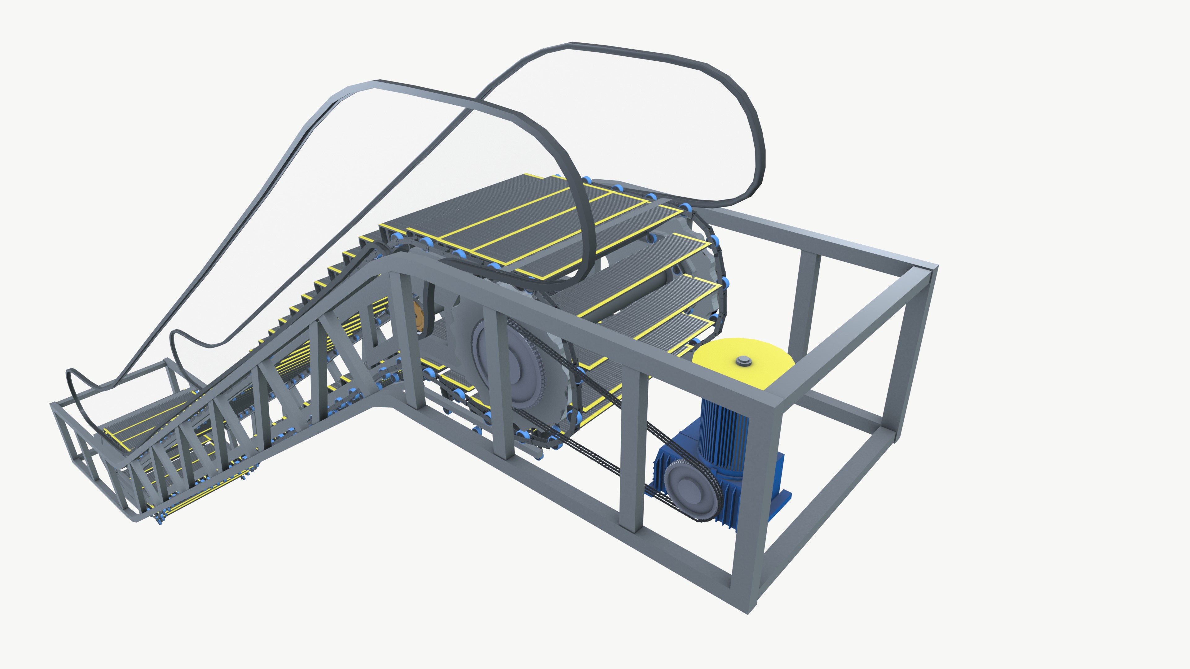 Escalator With Animation Low-poly 3D model_7