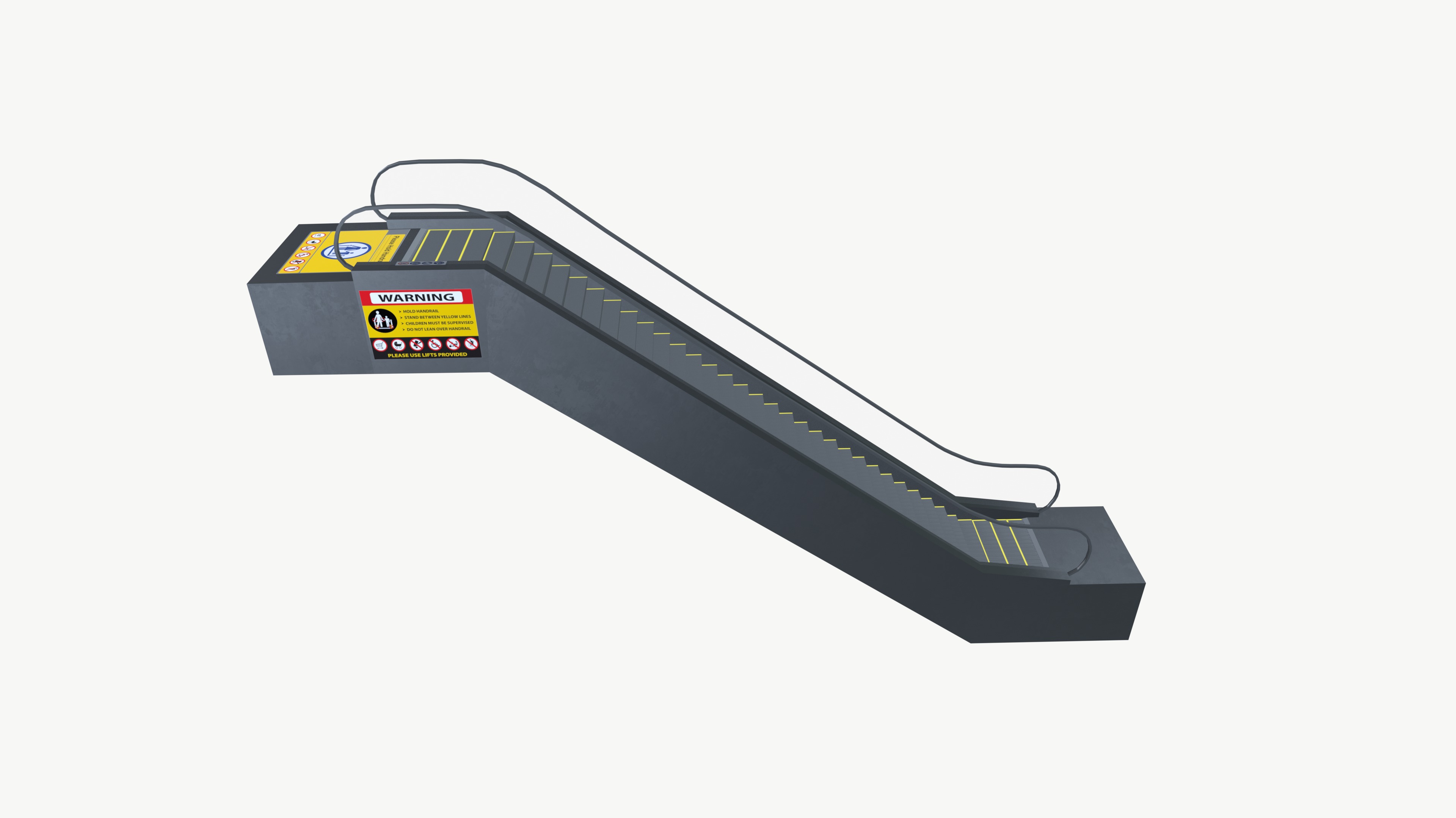 Escalator With Animation Low-poly 3D model_4