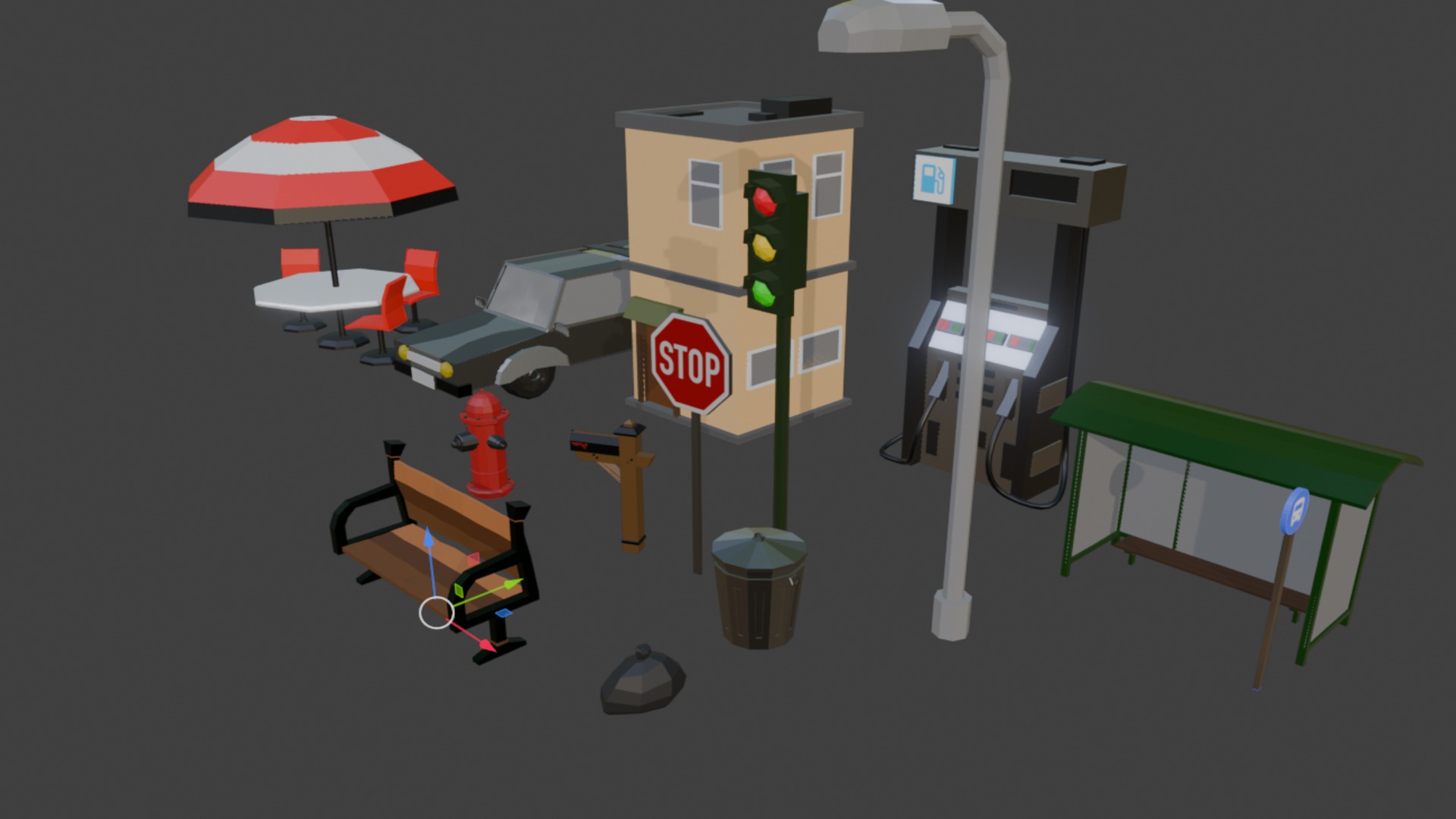 LOW POLY CITY ASSETS Low-poly 3D model_2