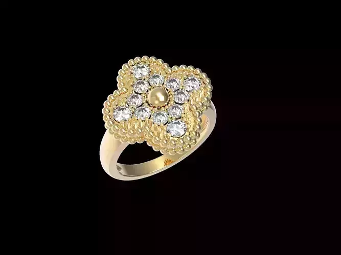 Flower Diamond Paved Ring