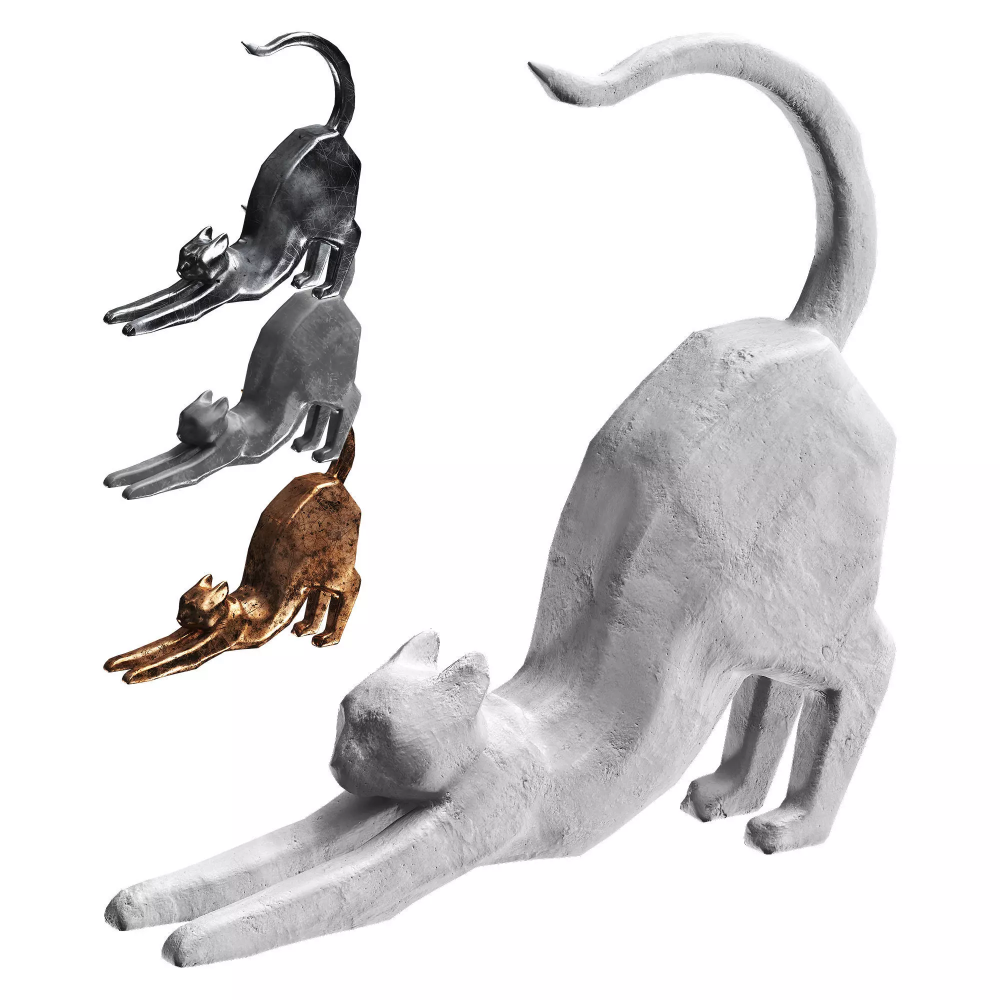 Cat Sculpture Low-poly 3D model