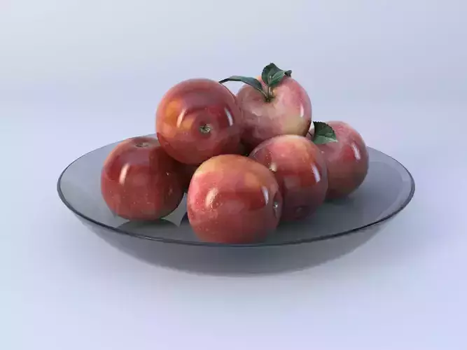 Realistic apple with leaf Low-poly 