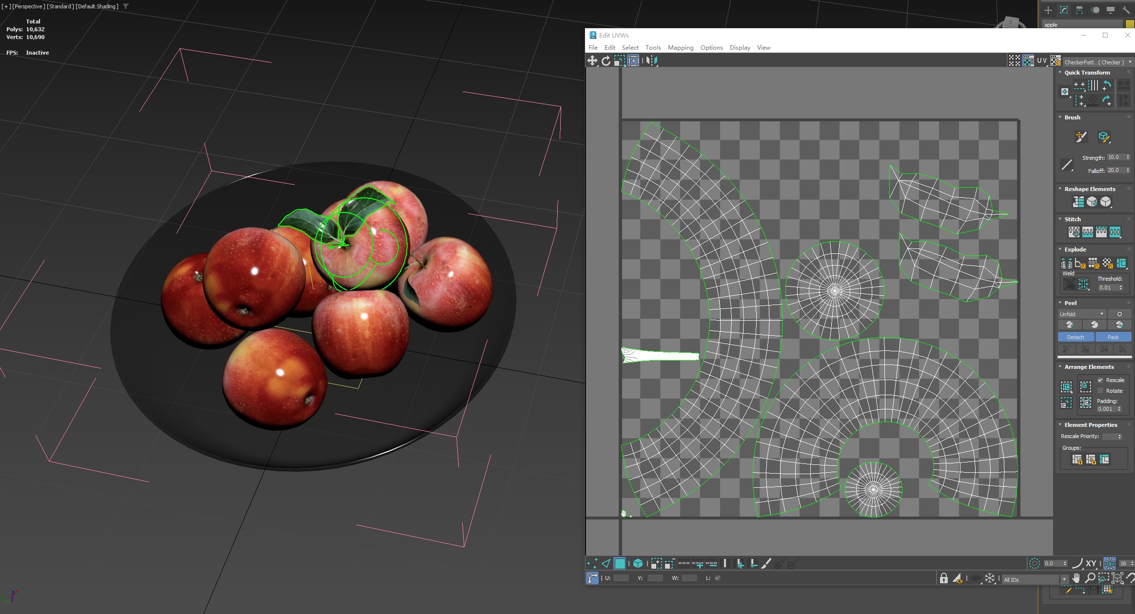 Realistic apple with leaf Low-poly  Low-poly 3D model_6