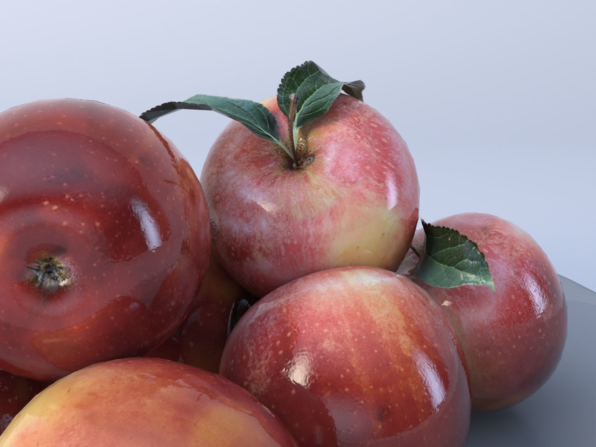 Realistic apple with leaf Low-poly  Low-poly 3D model_4