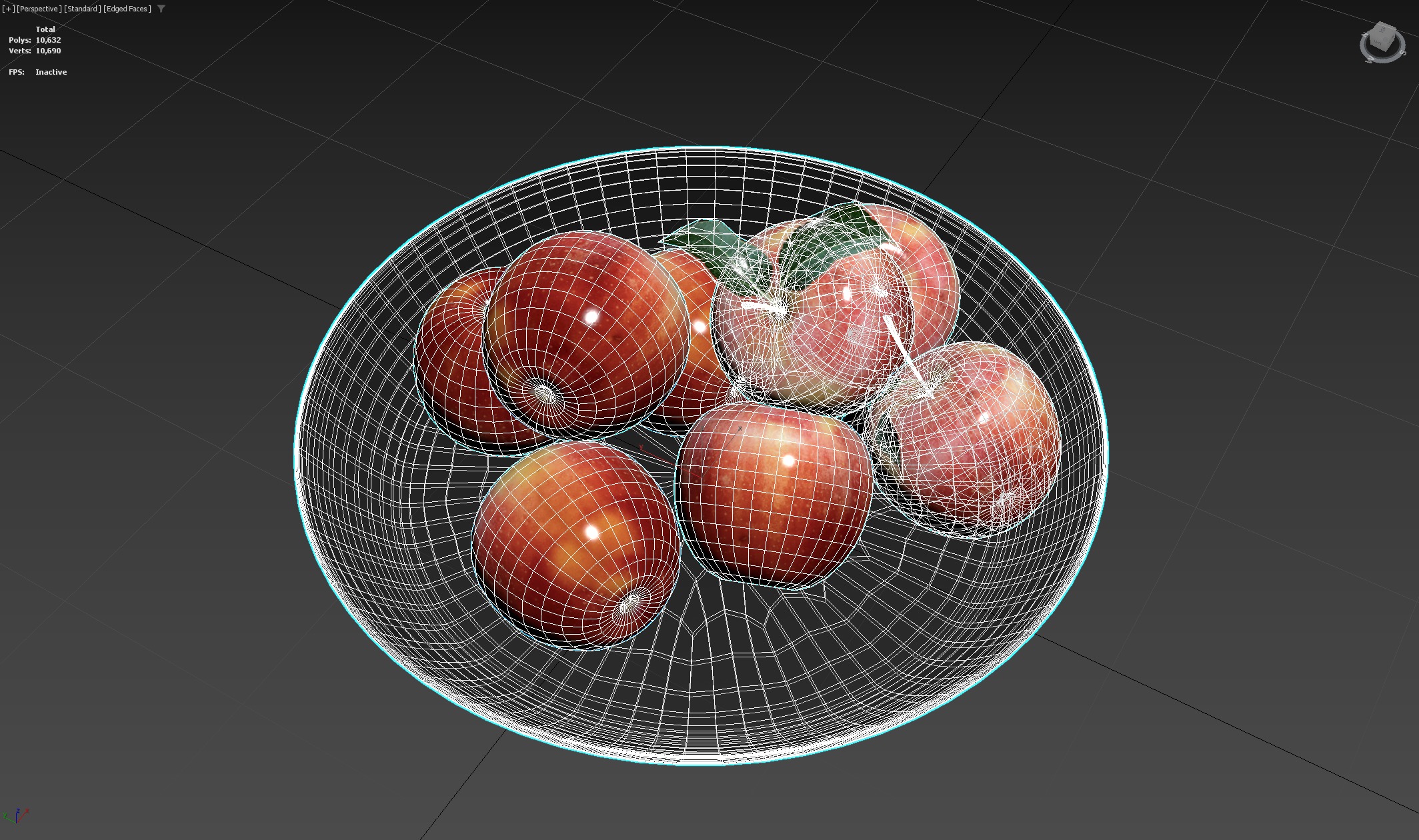 Realistic apple with leaf Low-poly  Low-poly 3D model_7