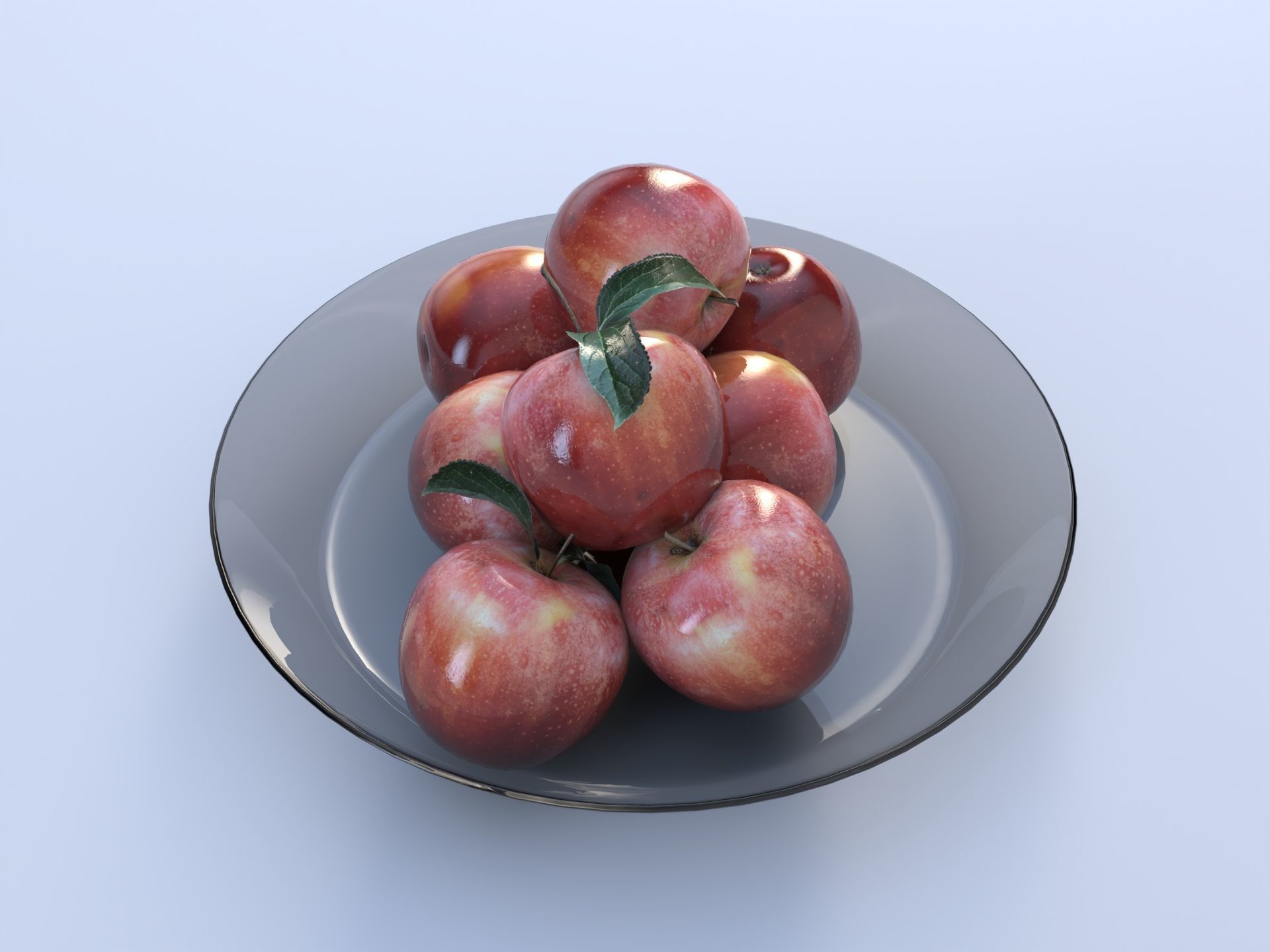 Realistic apple with leaf Low-poly  Low-poly 3D model_3