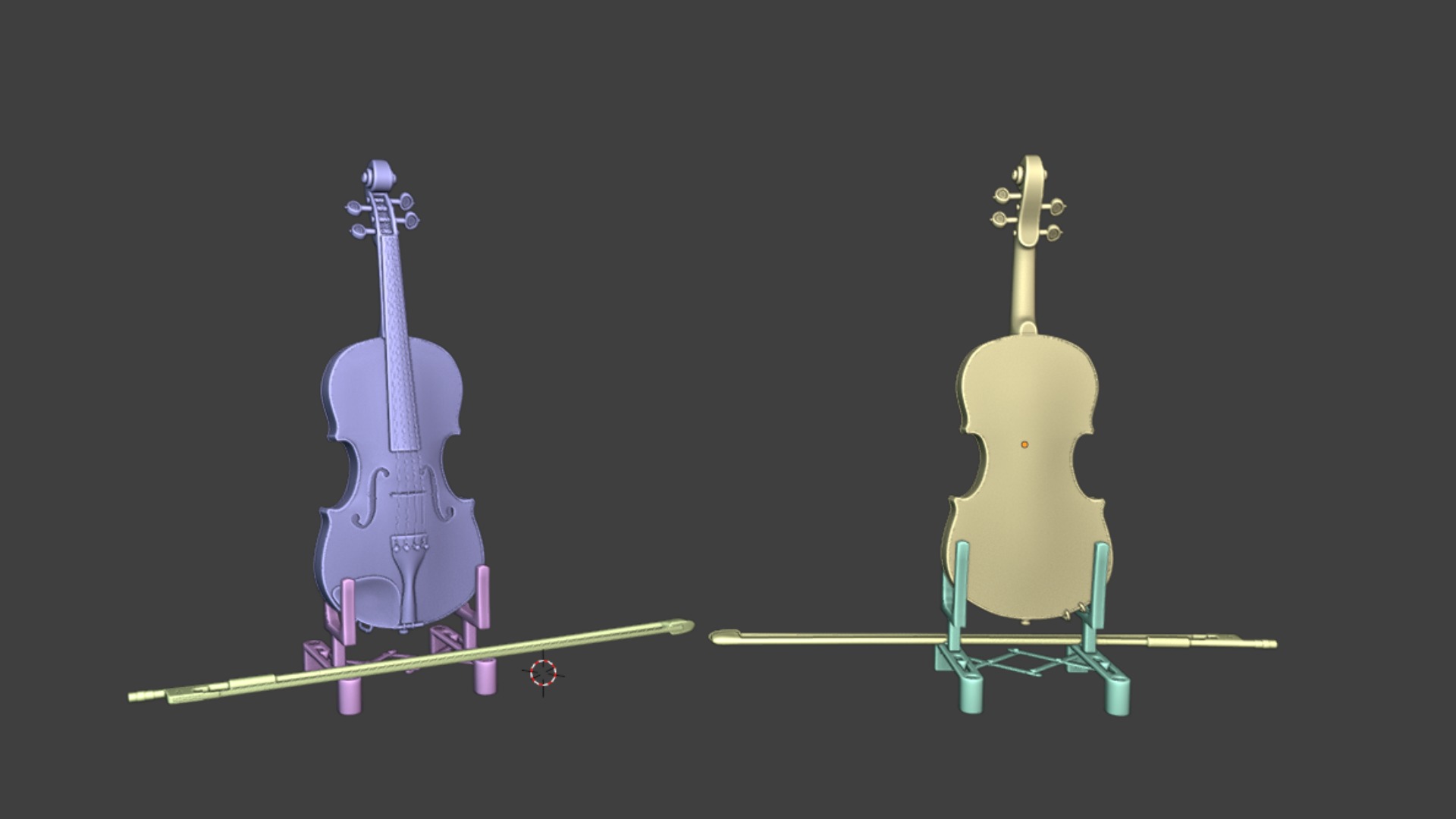 Viola music instrument with Bow and stand 3D model_10