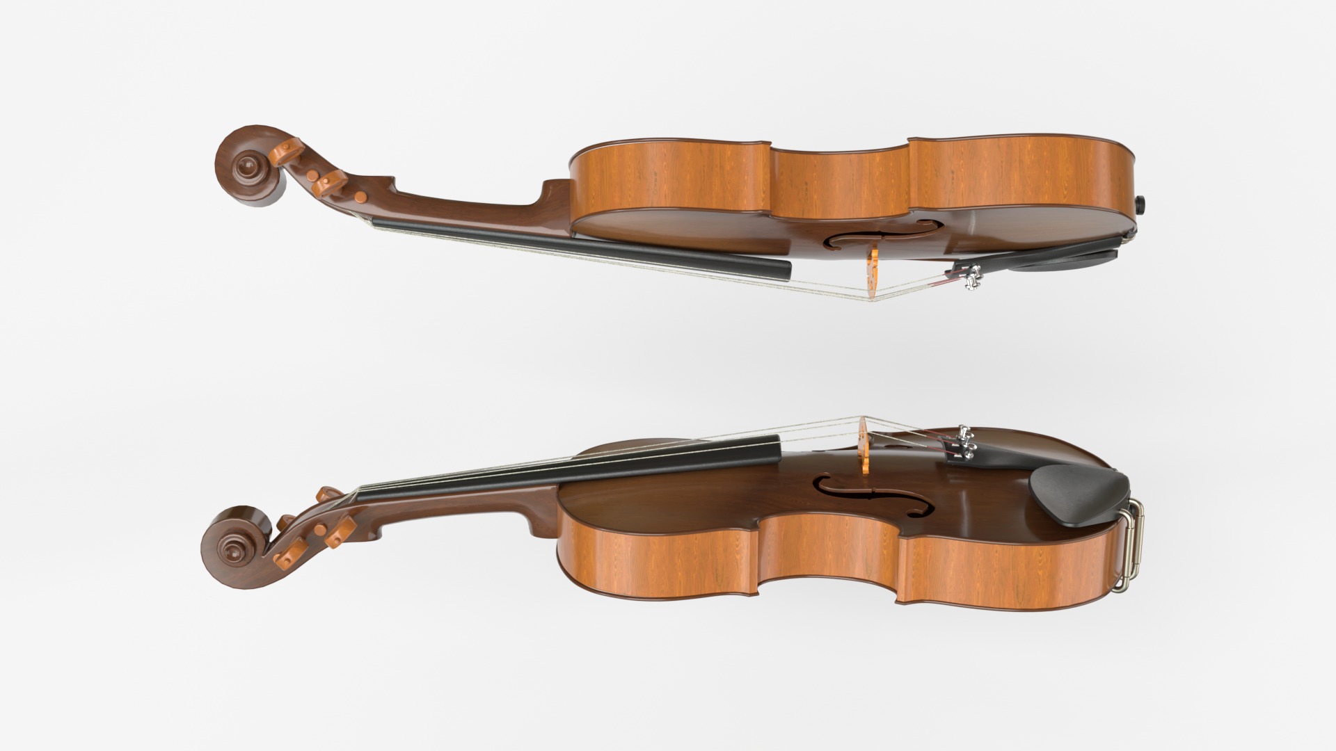 Viola music instrument with Bow and stand 3D model_4
