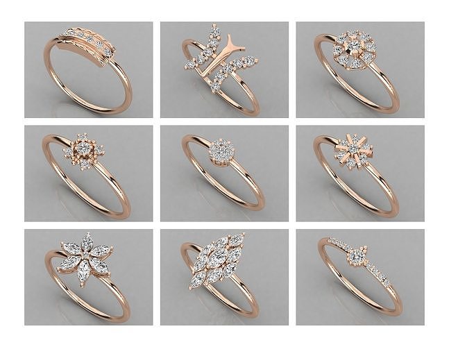 300 Womens rings  3D print model