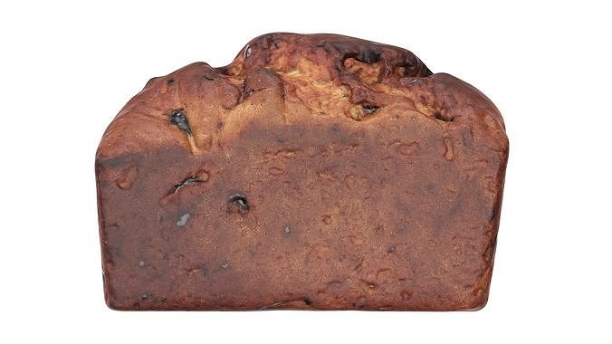 Loaf cake with raisins 3D model 6