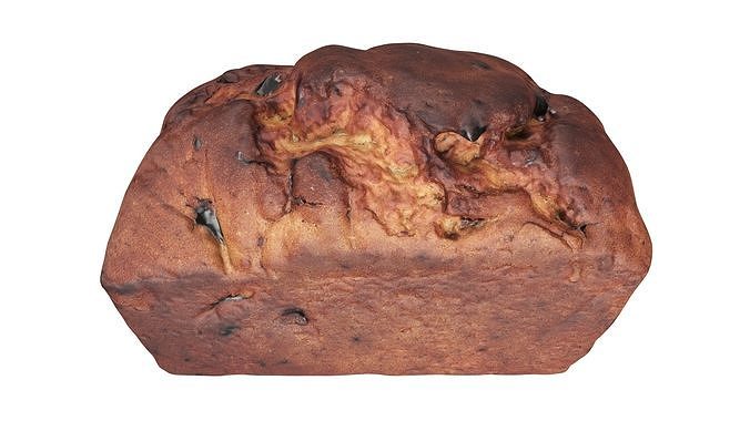 Loaf cake with raisins 3D model 2