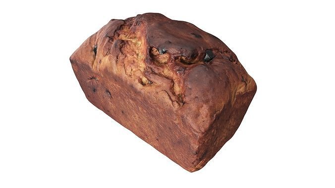 Loaf cake with raisins 3D model 3