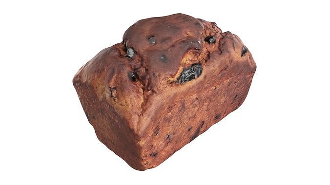 Loaf cake with raisins 3D model 4
