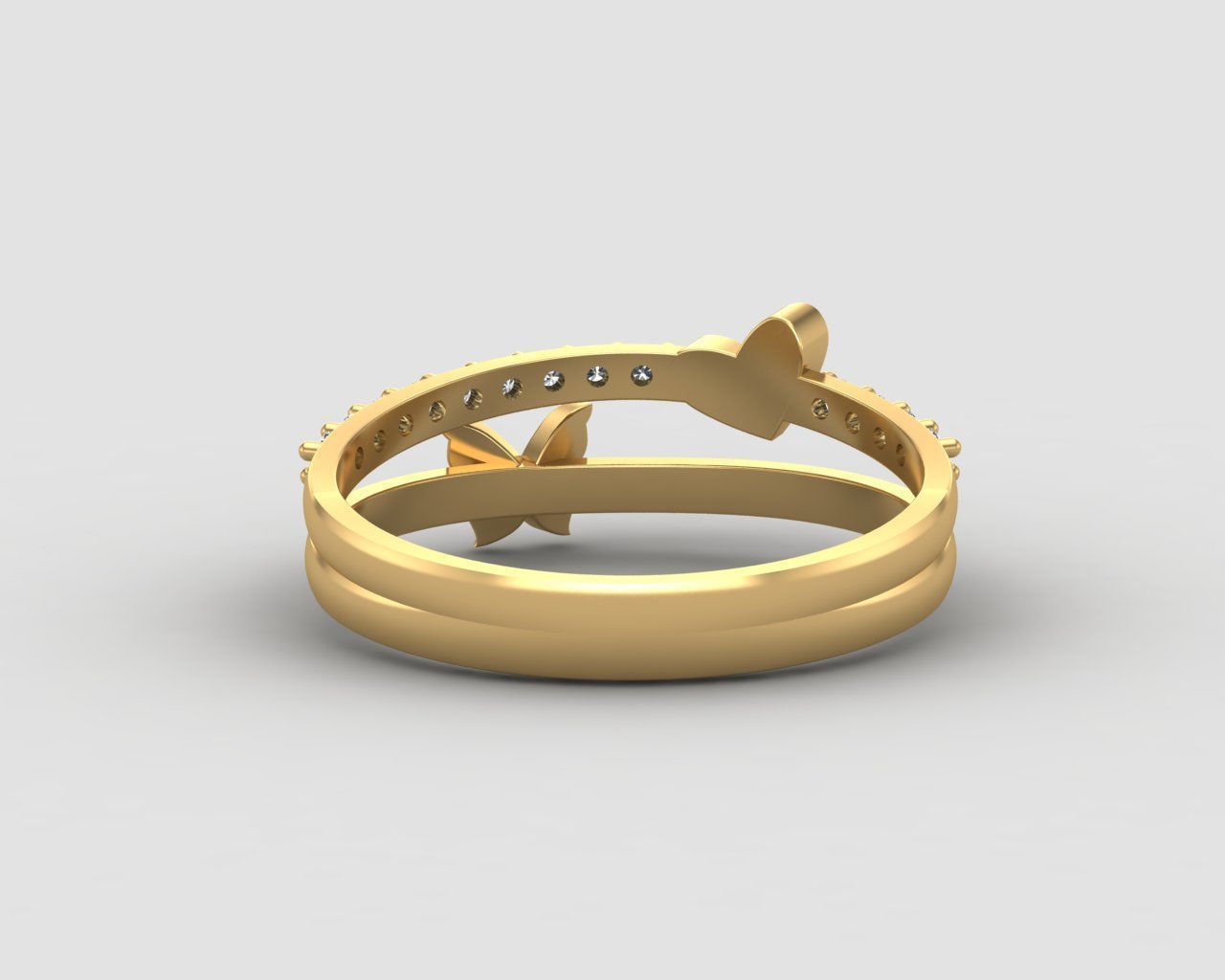 Minimal butterfly and Heart diamond ring 148-MW 3D print model_28