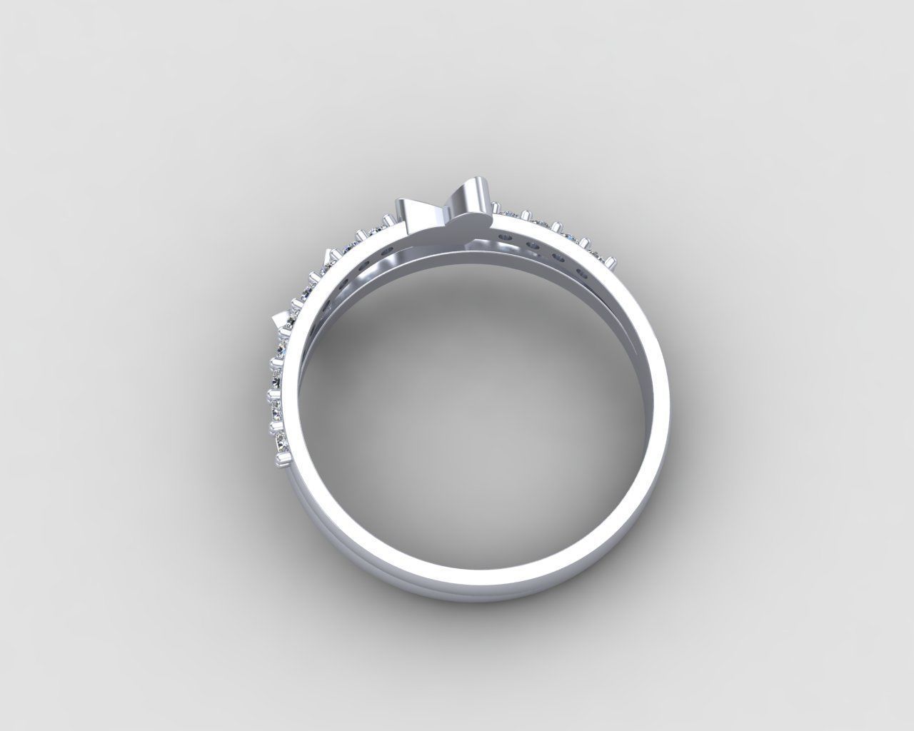 Minimal butterfly and Heart diamond ring 148-MW 3D print model_21