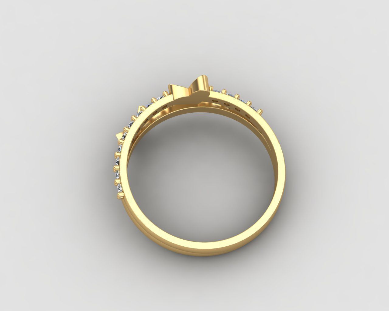 Minimal butterfly and Heart diamond ring 148-MW 3D print model_29