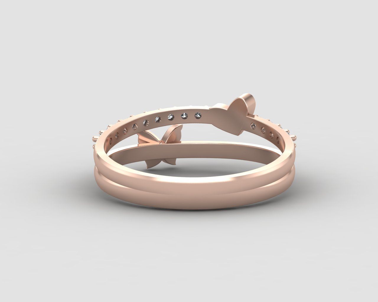 Minimal butterfly and Heart diamond ring 148-MW 3D print model_8