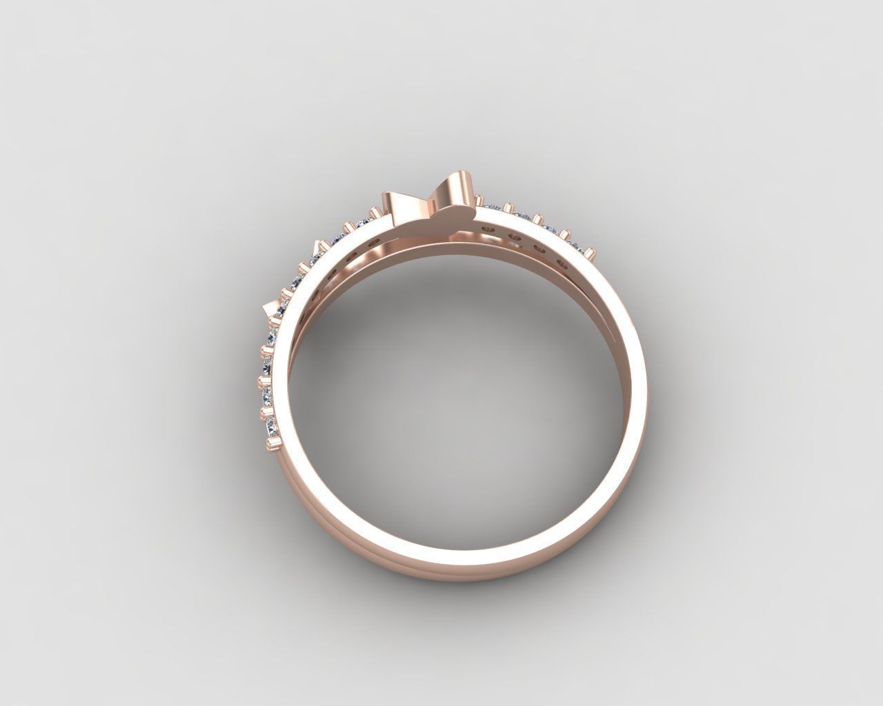 Minimal butterfly and Heart diamond ring 148-MW 3D print model_9
