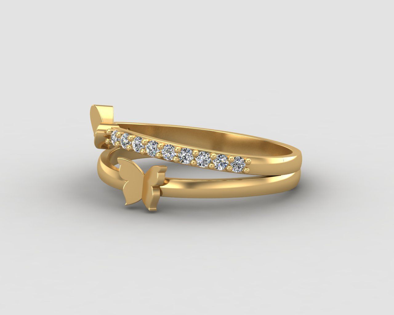 Minimal butterfly and Heart diamond ring 148-MW 3D print model_27