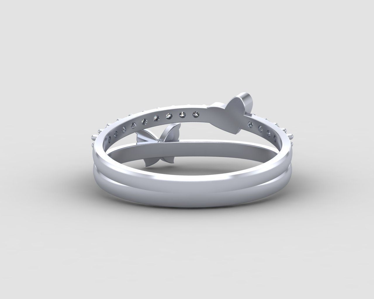 Minimal butterfly and Heart diamond ring 148-MW 3D print model_20