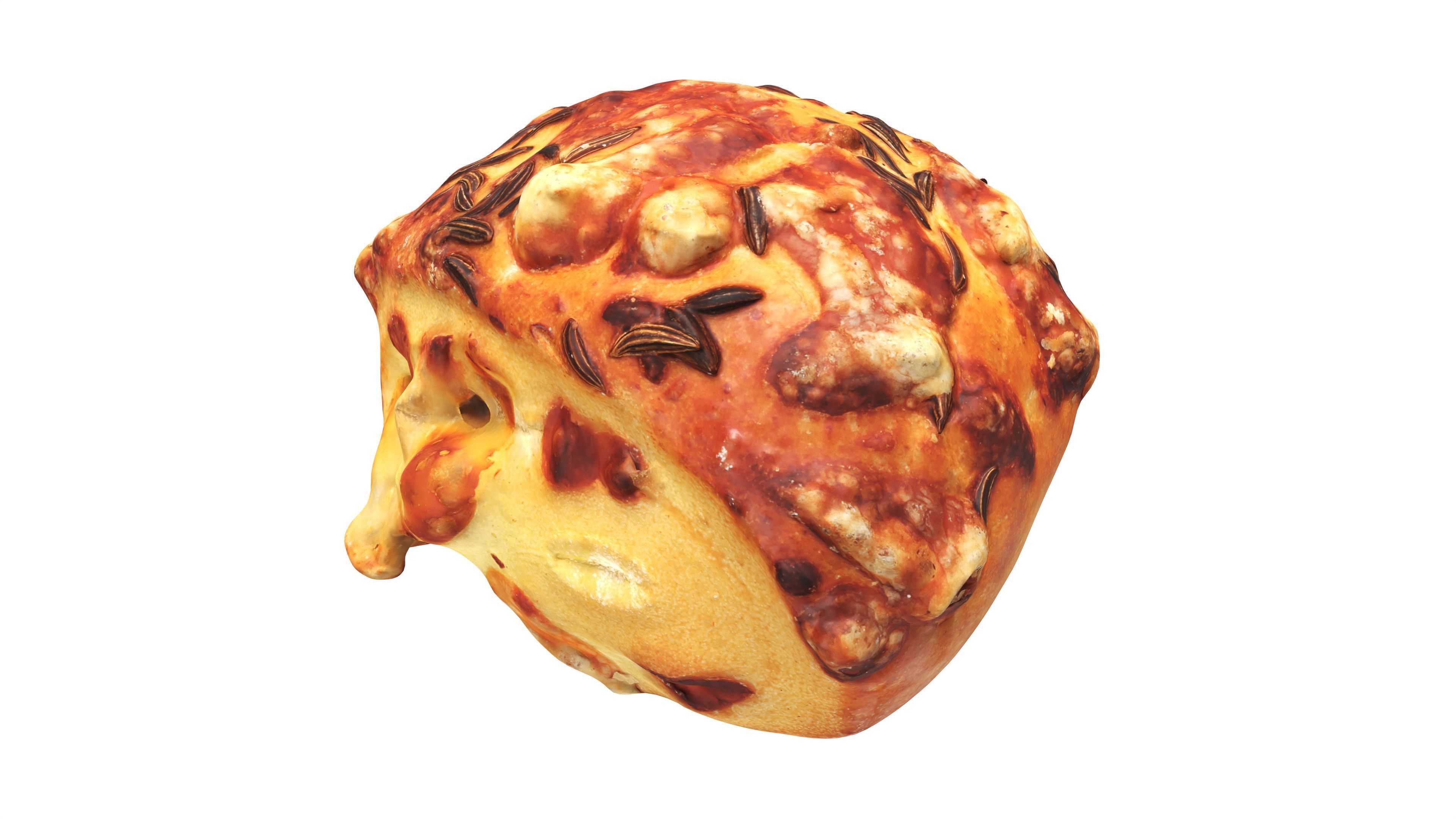 Mini-bun with cheese and cumin seeds 3D model_3
