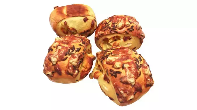 Mini-bun with cheese and cumin seeds 3D model