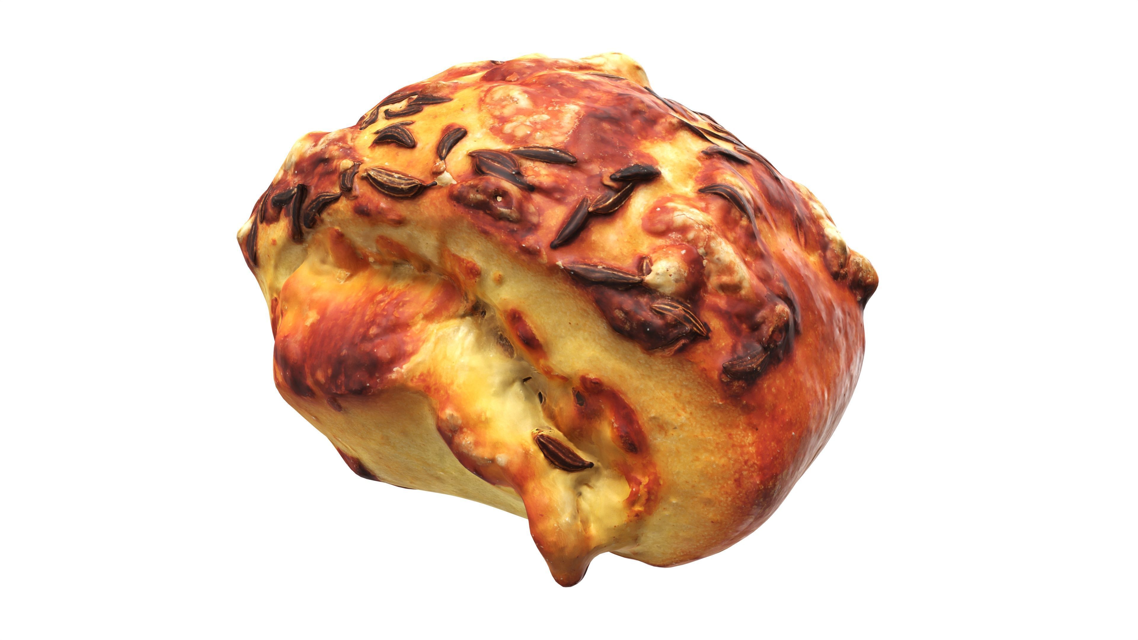 Mini-bun with cheese and cumin seeds 3D model_1