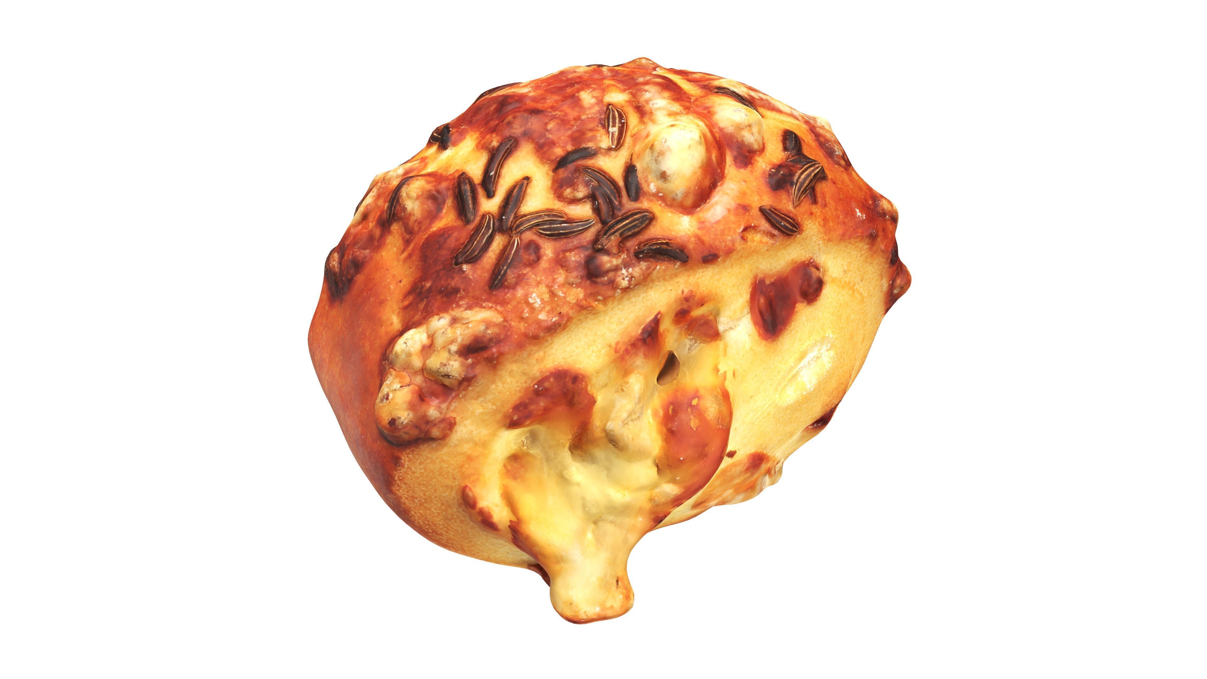 Mini-bun with cheese and cumin seeds 3D model_2