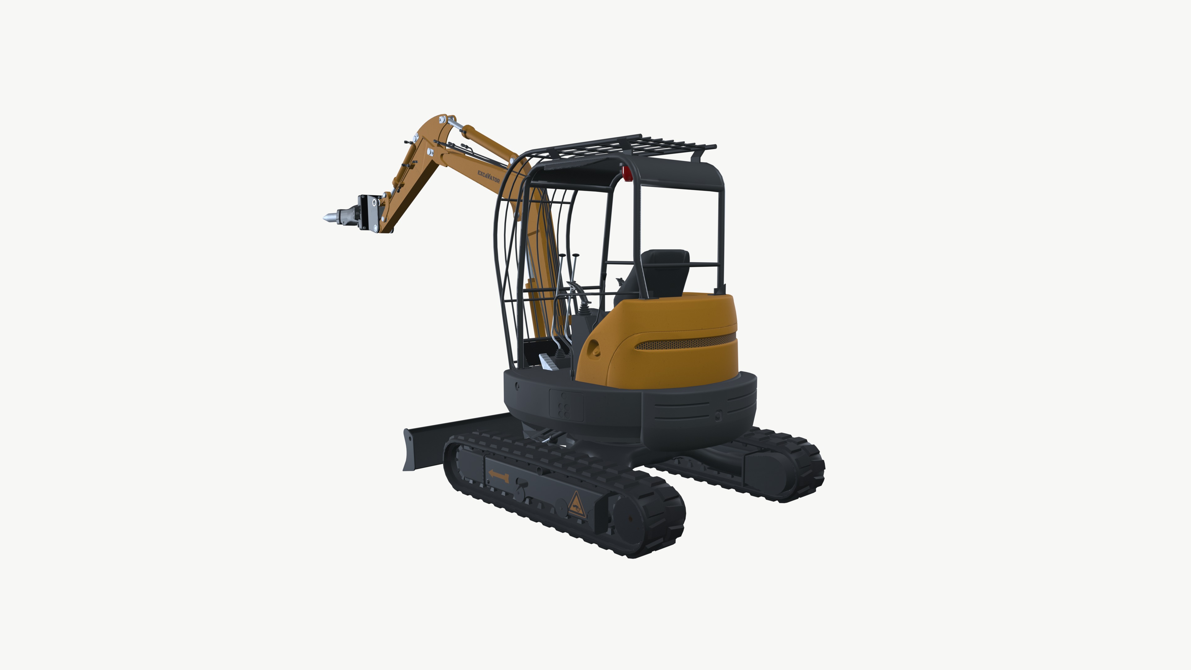 Excavator Driller Low-poly 3D model_5